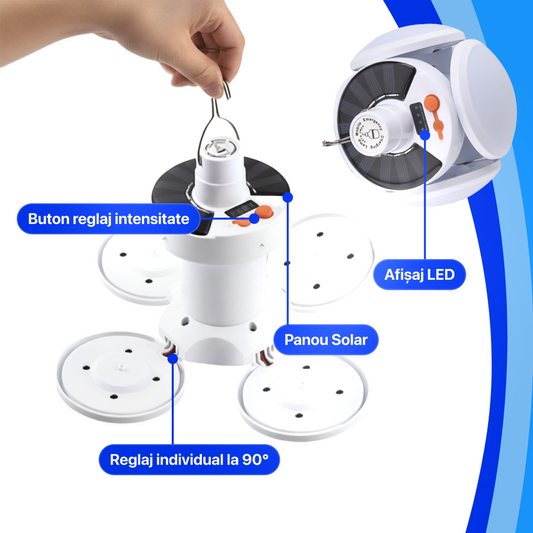Lampă LED Solară Pliabilă 2-în-1