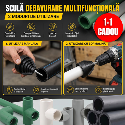 Instrument pentru Debavurarea și Finisarea Țevilor -1+1 🎁Cadou