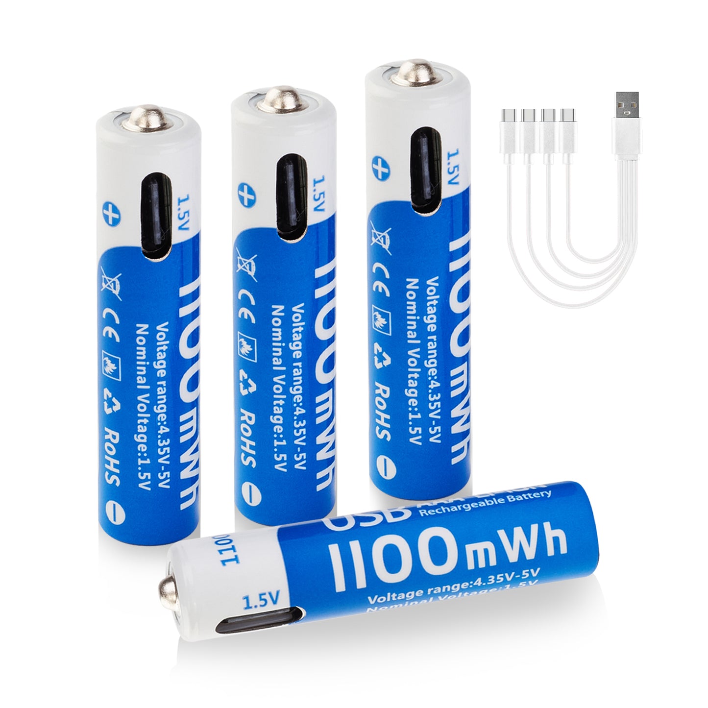 🔋 Set 4 Baterii Reîncărcabile AAA – Cablu USB Type-C Inclus